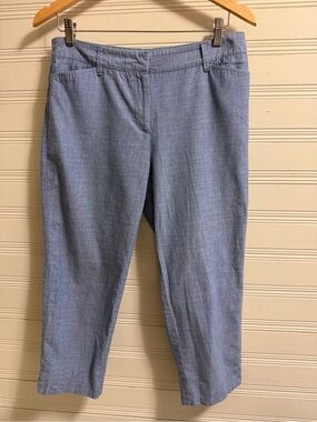 Talbots Perfect Crop Chambray Blue Cotton Cropped Pants Women’s 6P Petite